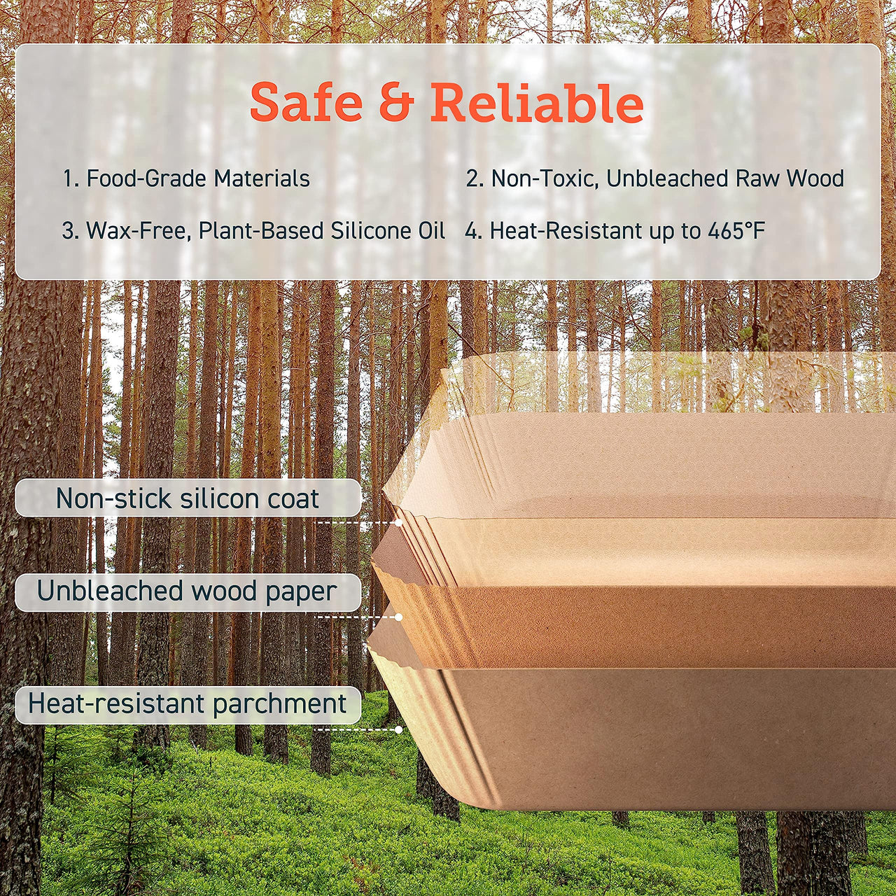 COSORI Air Fryer Liners, 100 PCS Square Disposable Paper Liners, Non-Stick Silicone Oil Coating, Little to No Cleaning, 6.5" Unbleached Food Grade, Resistant to 465°F, Thickened Not Easy to Break 3-5 QT Brown