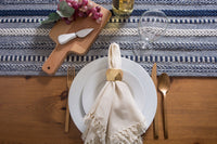 DII Farmhouse Braided Stripe Table Runner Collection, 15x72 (15x77, Fringe Included), Navy Blue