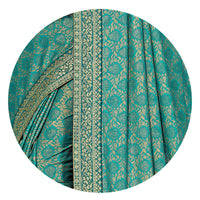 MIRCHI FASHION Women's  Stylish Lycra Foil Printed Design with Zari Woven Lace Work Saree with Blouse Piece