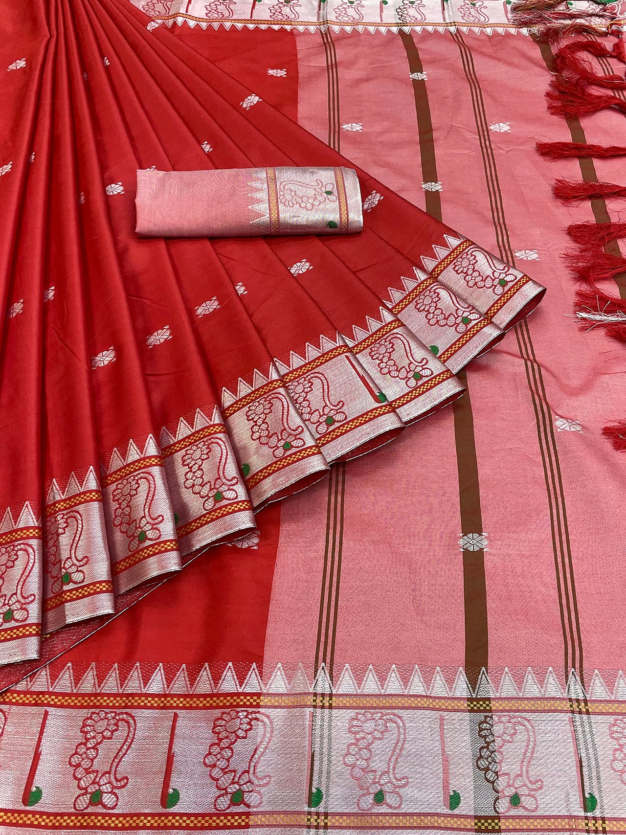 Regolith Designer Sarees for women banarasi silk saree with fancy saree Un-stitched blouse Pieces