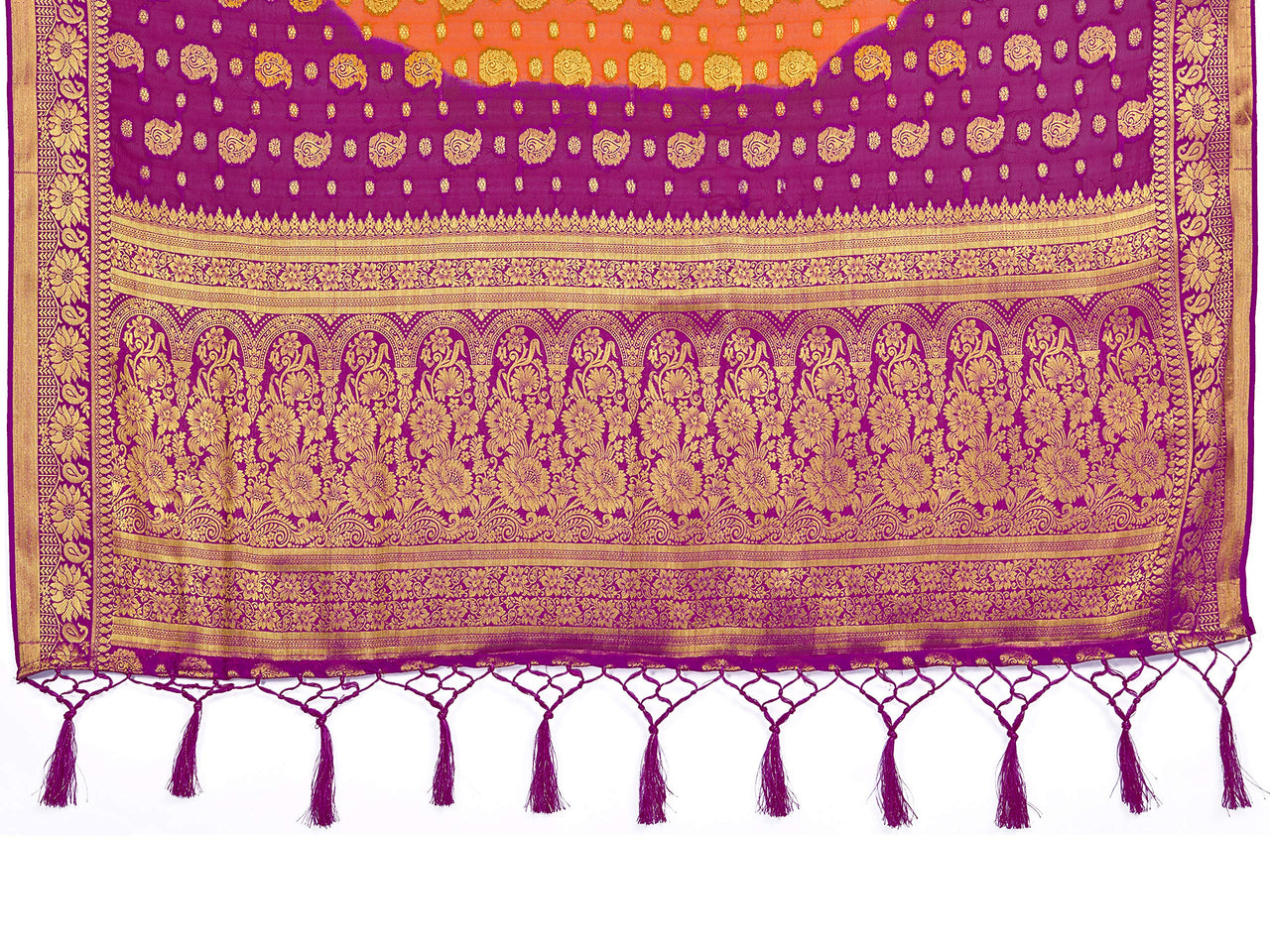 Vardha Women's  Chiffon Silk Saree with Unstitched Blouse Piece - Zari Woven Work Sarees for Wedding