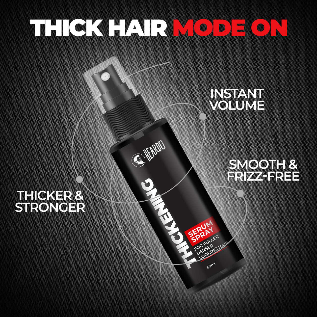 Beardo Thickening Serum Spray, 50 ml | |For Frizz-free, Smooth & Glossy Hair on-the-go | Hair Volume Spray for Men| Serum for Hair Smoothing | Hair Serum Men | Volumizing