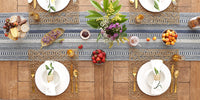 DII Farmhouse Braided Stripe Table Runner Collection, 15x72 (15x77, Fringe Included), French Blue 15x72