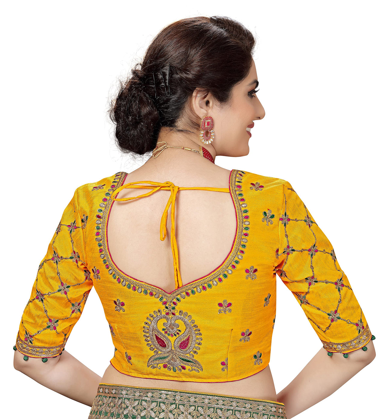 Nivah Fashion Women's  Satin Embroidery Saree with Heavy Work Blouse Piece