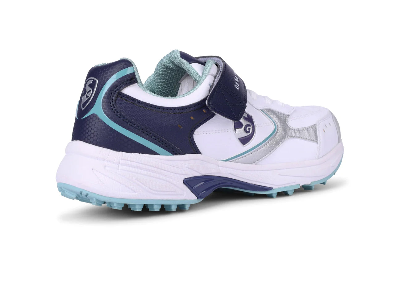 SG ARMOUR STUD Cricket Shoes In White/Navy/Teal – Your Ultimate Cricket Companion