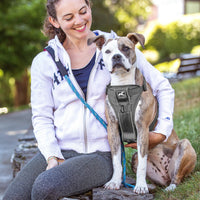 Kurgo Dog Harness | Pet Walking Harness | No Pull Harness Front Clip Feature for Training Included | Car Seat Belt | Tru-Fit Quick Release Style | Large | Grey