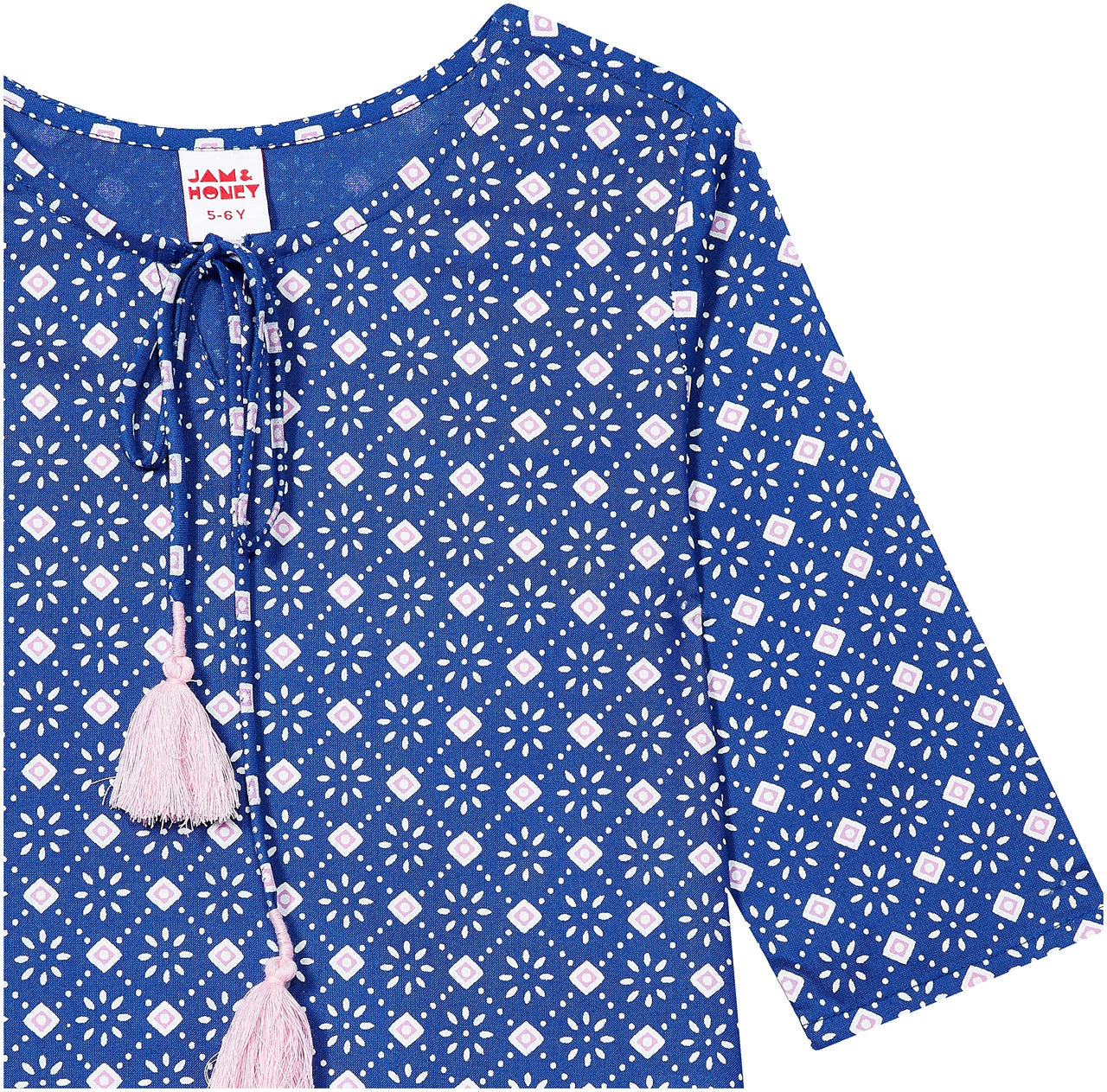 Amazon Brand - Jam & Honey Girl's  Cotton Regular Short Kurti PEACH 2 2 Years-3 Years