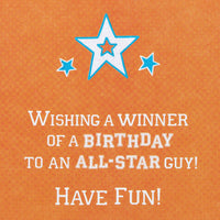 American Greetings Birthday Card for Boy (All-Star Guy) Sport Icons w Ltg