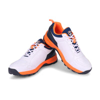 SG CLUB 6.0 Cricket Shoe: Classic White With Navy And Orange Accents For Style And Performance
