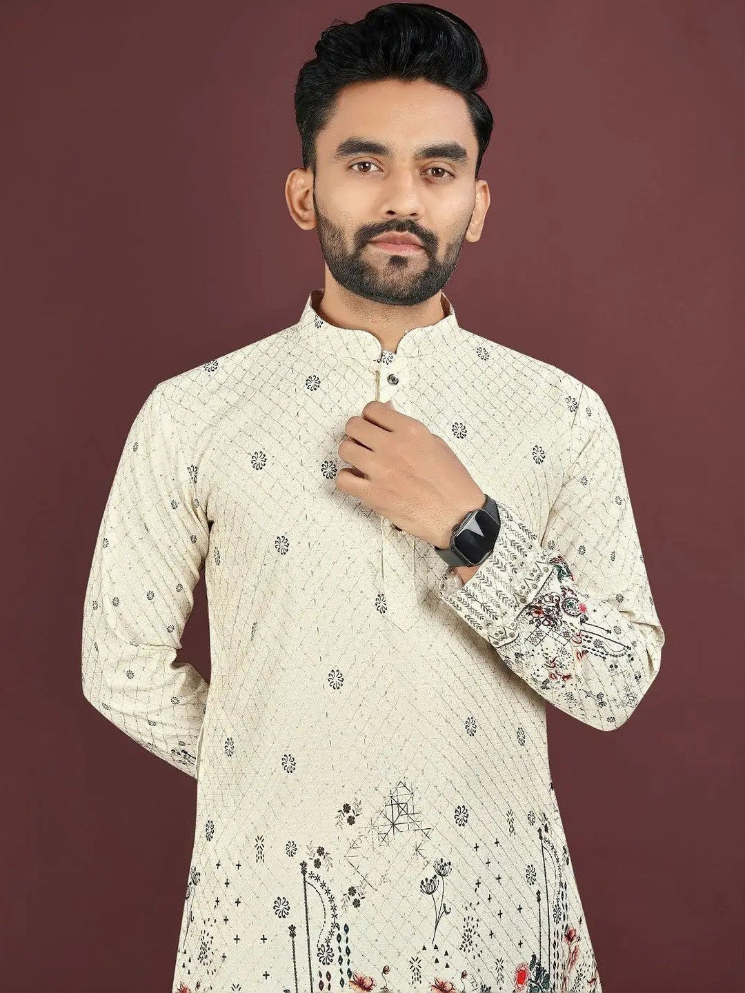 KURTA WALLAH Men Geometric Printed Kurta