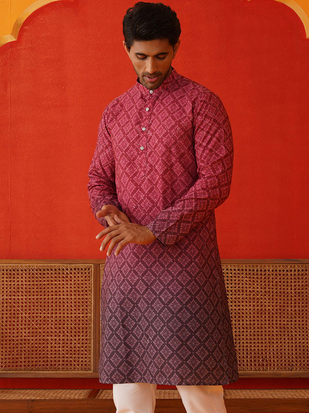 Jompers Men Floral Printed Kurta