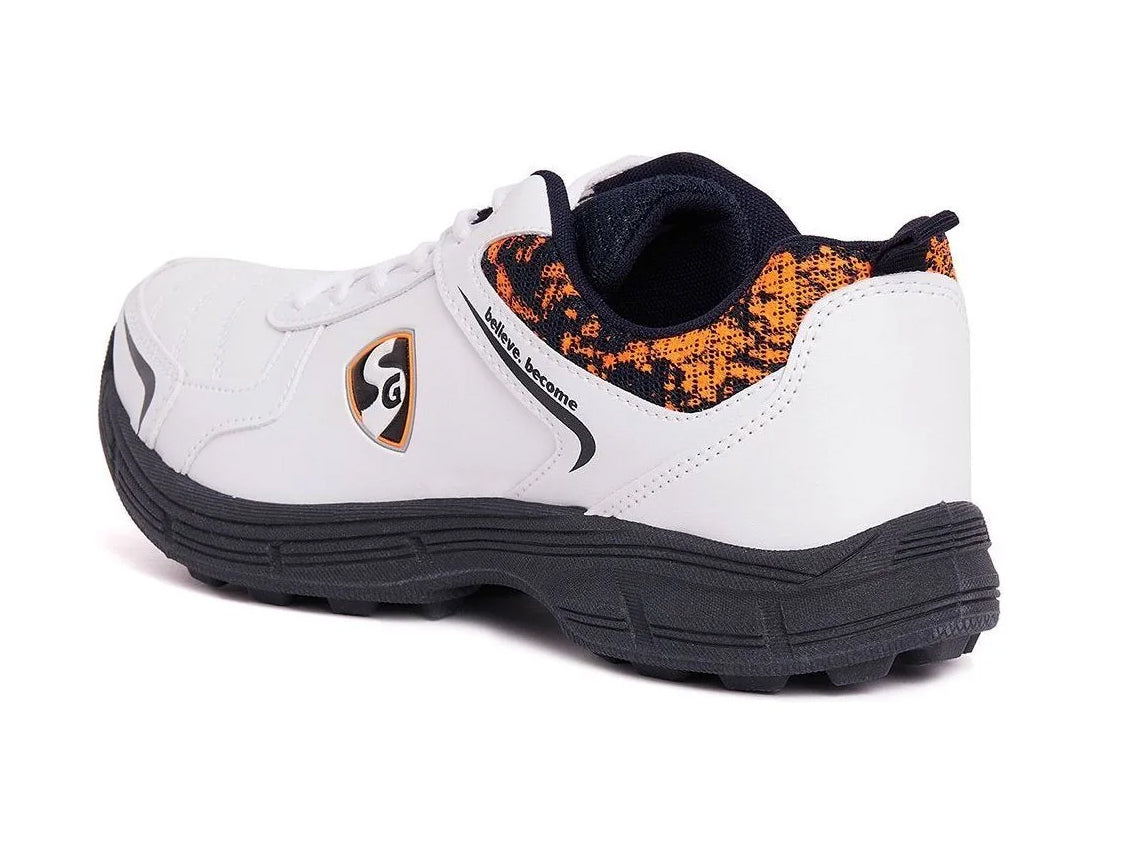 SG Savage Stud Shoe: Dynamic Navy Blue & Vibrant Orange Cricket Footwear