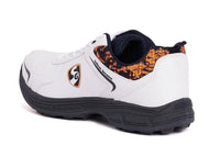 SG Savage Stud Shoe: Dynamic Navy Blue & Vibrant Orange Cricket Footwear