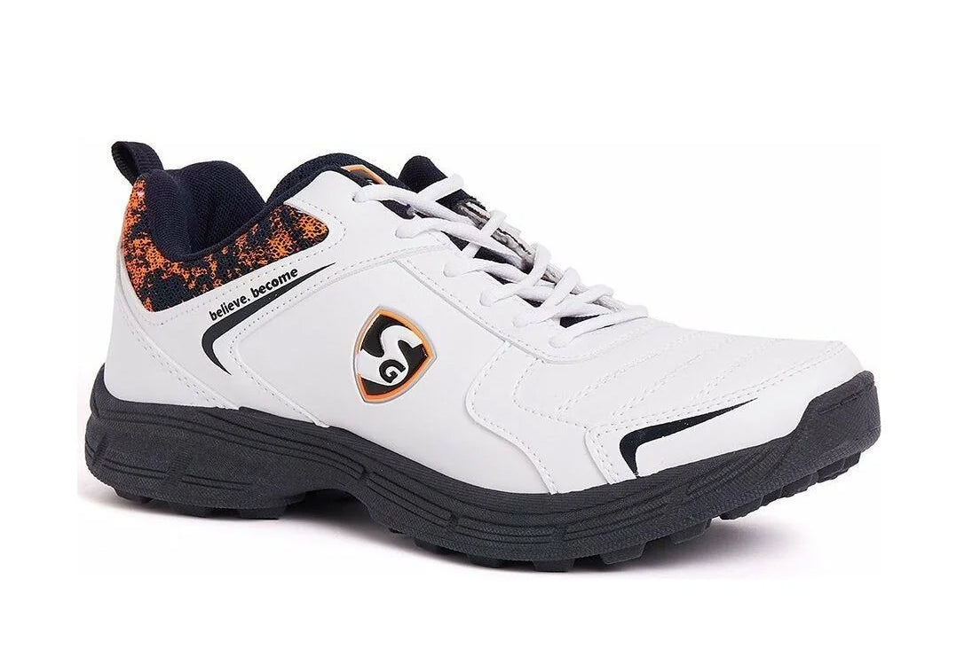 SG Savage Stud Shoe: Dynamic Navy Blue & Vibrant Orange Cricket Footwear