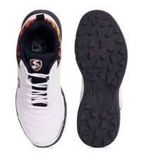 SG Savage Stud Shoe: Dynamic Navy Blue & Vibrant Orange Cricket Footwear