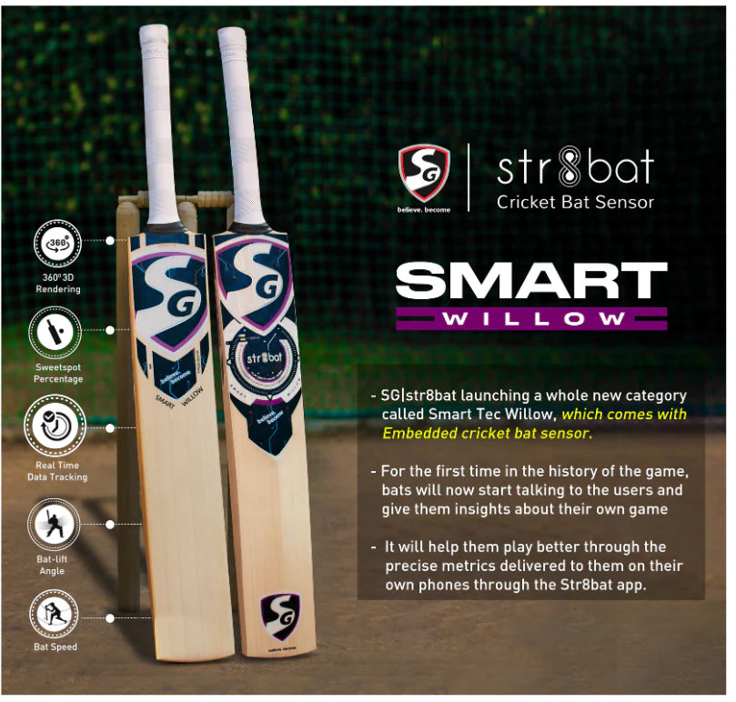 SG Smart Willow English Willow Cricket Bat With SG Sensor,SHORT HANDLE