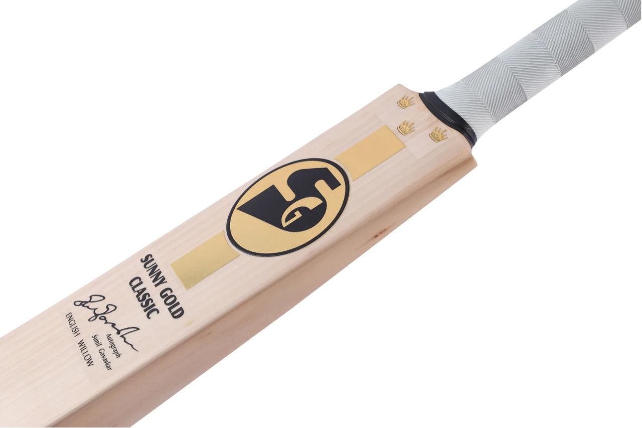 SG Sunny Gold Classic English Willow Cricket Bat With SG|Str8bat Sensor, Short Handle