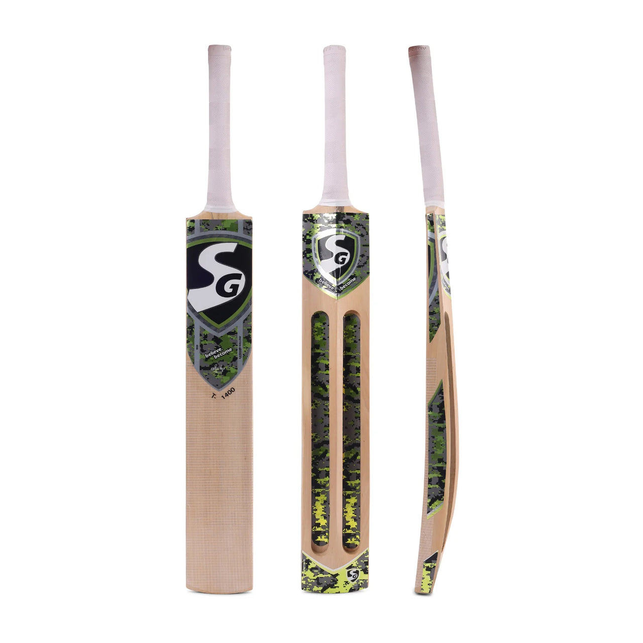 SG T-1400 Kashmir Willow Scoop Bat For Tennis Cricket Ball, Short Handle