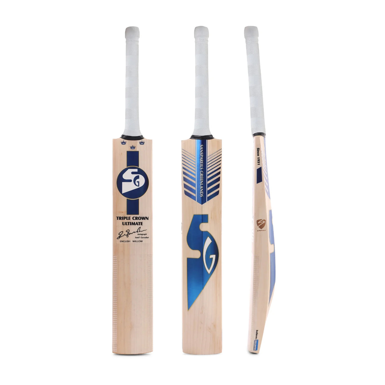 SG Triple Crown Ultimate English Willow Cricket Bat, Short Handle