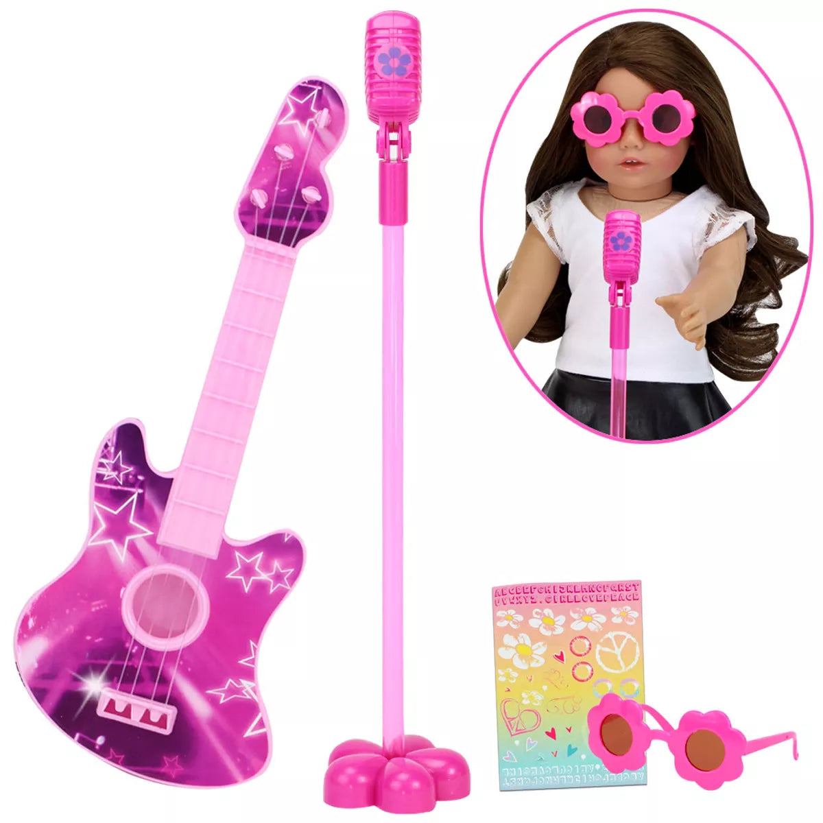 Sophia’S Guitar, Sunglasses and Microphone for 18" Dolls, Pink