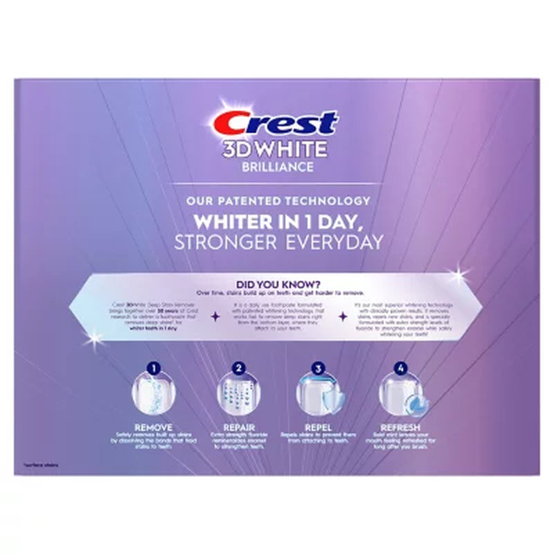 Crest 3Dwhite Brilliance Deep Stain Remover Toothpaste, 2.1 Oz., 4 Pk.