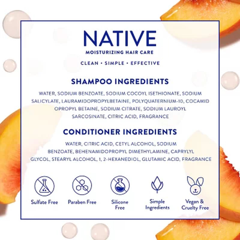 Native Sweet Peach & Nectar Shampoo & Conditioner, 34 Fl. Oz., 2Pk.