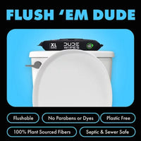 DUDE WIPES XL Flushable Wipes, Fragrance Free, 8 Ct., 400 Wipes