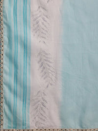 Blue Printed Cotton Straight Suit with Dupatta