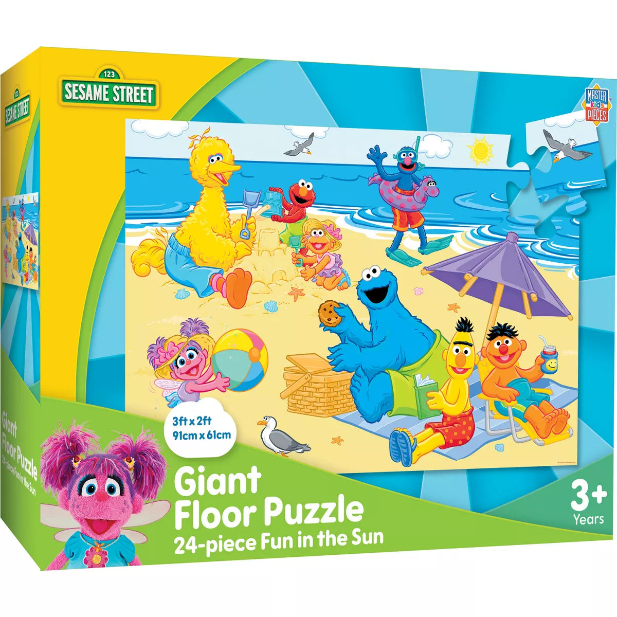 Masterpieces Sesame Street - Fun in the Sun 24 Piece Floor Jigsaw Puzzle for Kids.