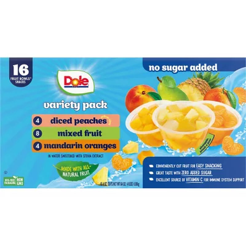 Dole No Sugar Added Mixed Fruit Variety Pack, 4 Oz., 16 Pk.