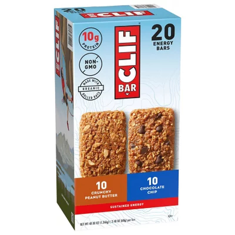 CLIF Bar Variety Pack, 2.4 Oz, 20 Ct.