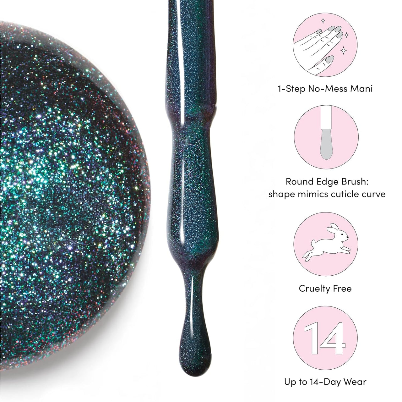 One Gel Color & Magnetic Duo - Midnight - Real Black & Rogue Magnetic Gel - 3-In-1 Base Coat, Nail Color & Top Coat - Gel Nail Polish Set