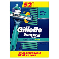 Gillette Sensor2 plus Lubrastrip Pivoting Head Disposable Razors, 52 Ct.