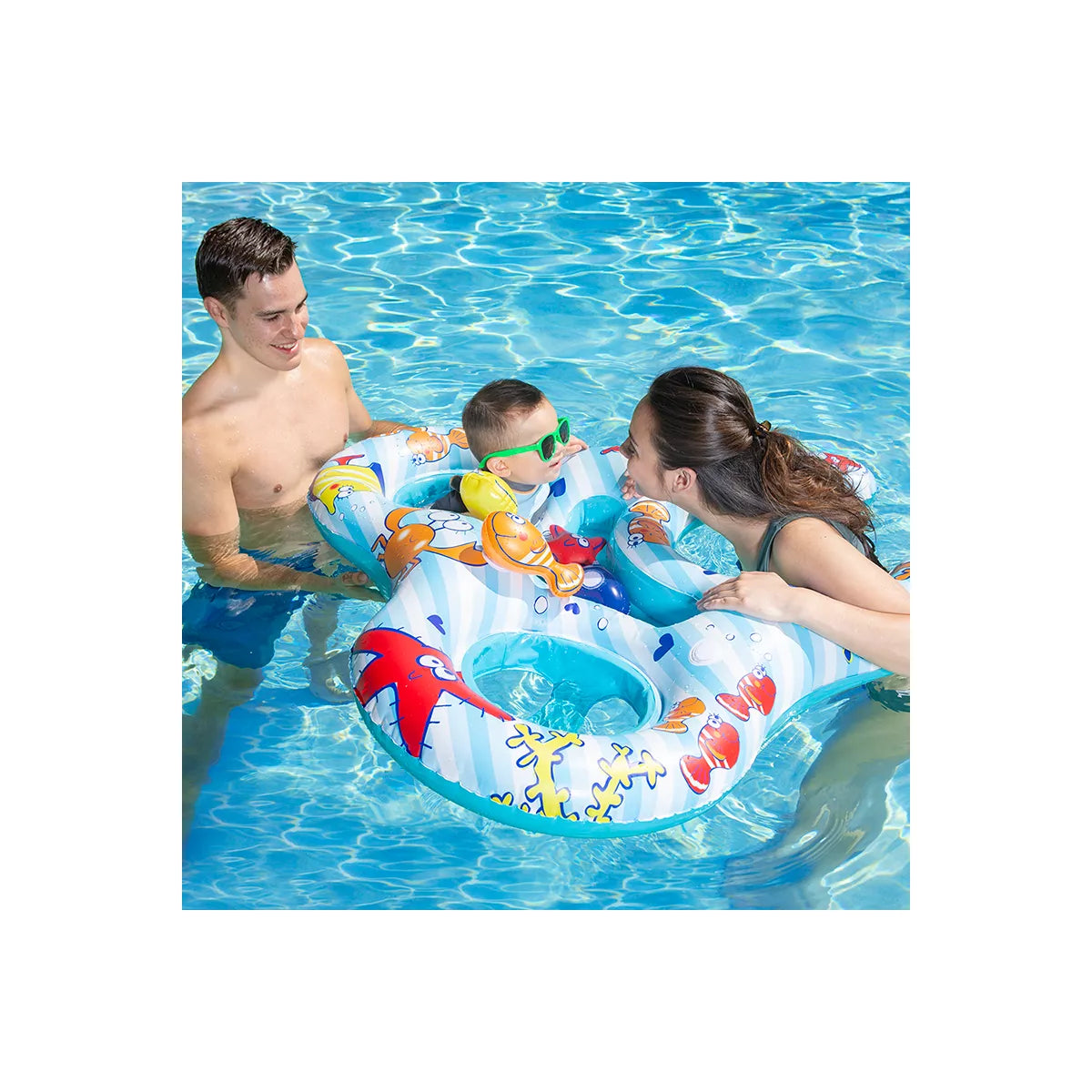 Swim Central 46.5" Underwater Creatures Mommy and Us Dual Inflatable Swimming Pool Float