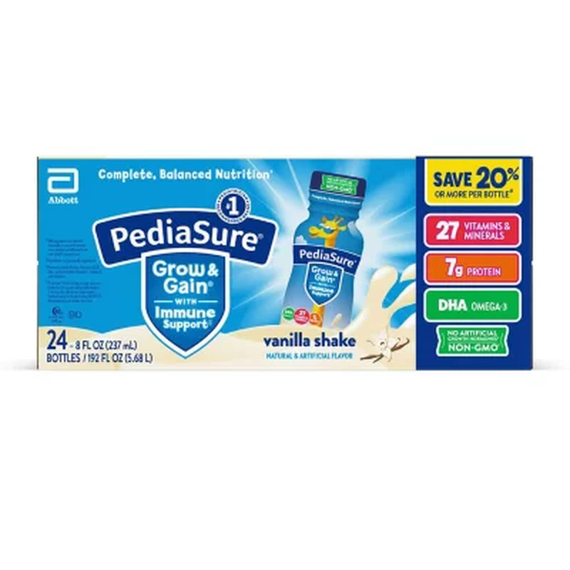 Pediasure Grow and Gain Nutrition Shake for Kids, Vanilla 8 Fl. Oz., 24 Pk.