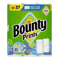Bounty Prints Select-A-Size 2-Ply Paper Towels, 12 Rolls, 128 Sheets/Roll