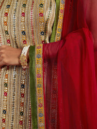 Libas Art Multicoloured Embroidered Georgette Straight Suit with Dupatta