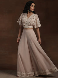 Libas Art Pink Embroidered Georgette 3 Piece Co-Ords