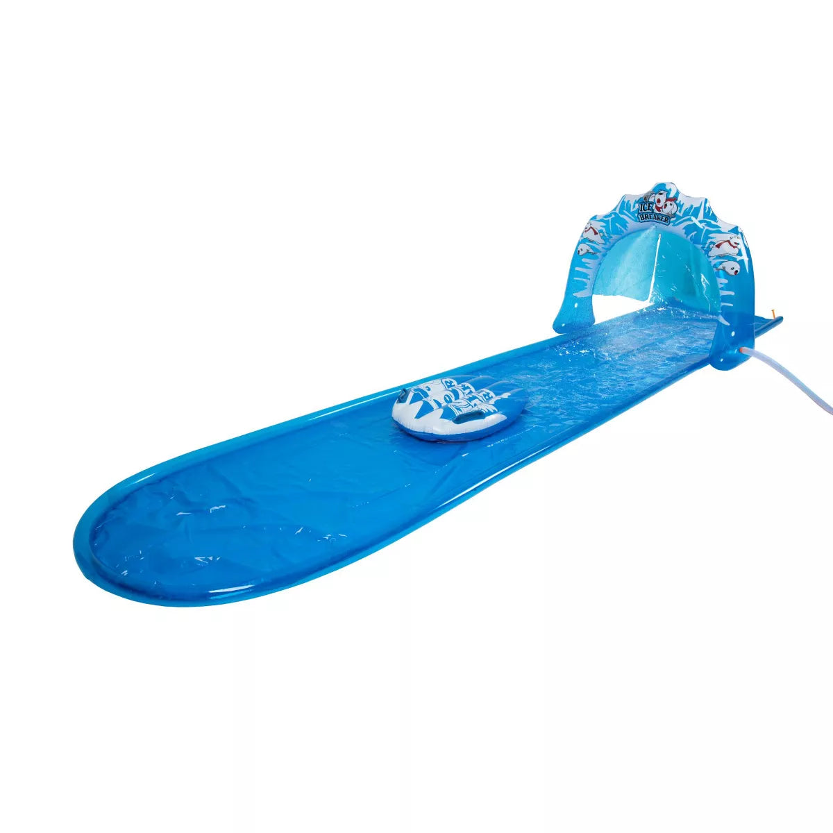 Pool Central 196" Inflatable 1-Person "Ice Breaker" Inflatable Ground Level Water Slide - Blue/White