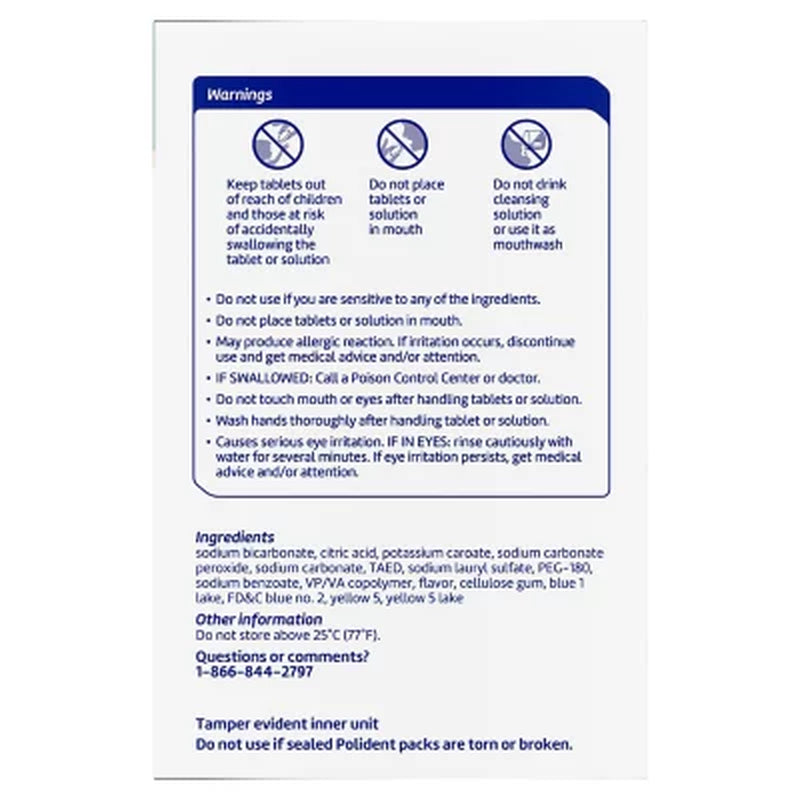 Polident Rapid Clean Dental Cleanser Tablets, 102 Ct., 2 Pk.
