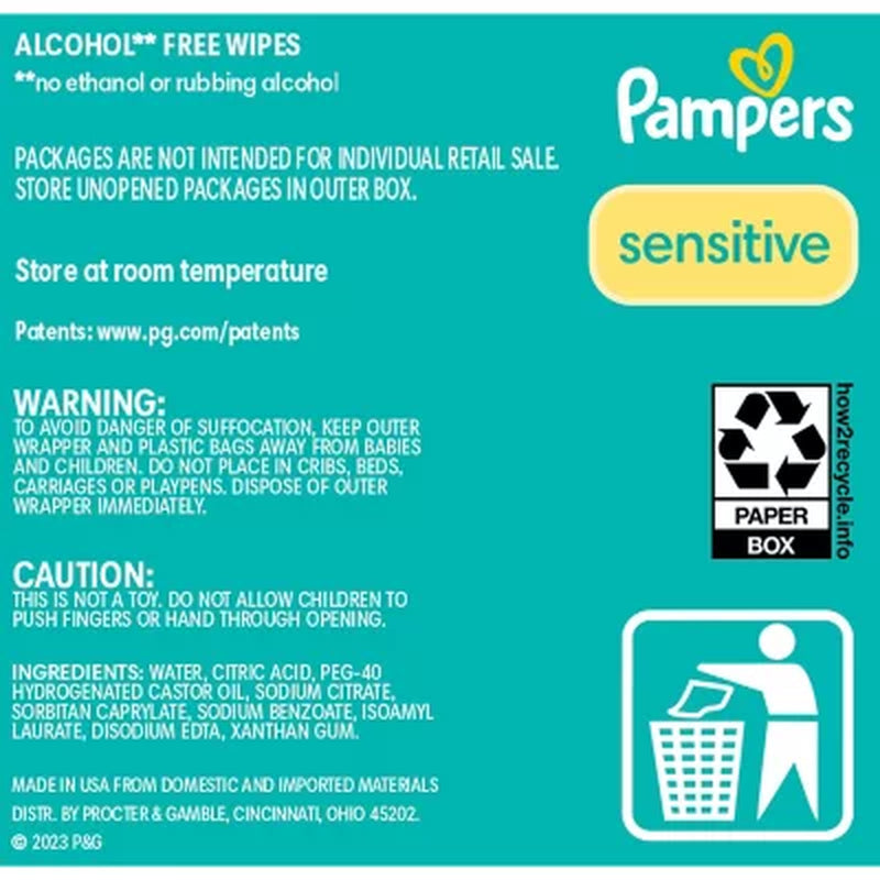 Pampers Sensitive Baby Wipes, Fragrance Free, 16 Pks., 896 Wipes