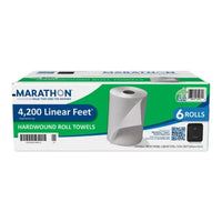 Marathon Hardwound Roll 1-Ply White Paper Towels 6 Rolls, 700 Ft./Roll