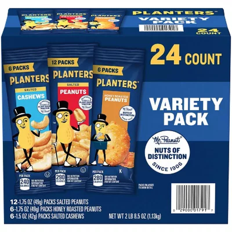 Planters Variety Pack Cashews & Peanuts, 24 Pk.