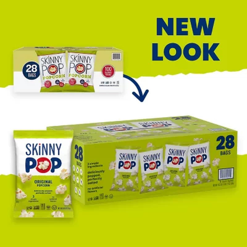 Skinnypop Original Popcorn Snack Bags, 0.65 Oz., 28 Pk.