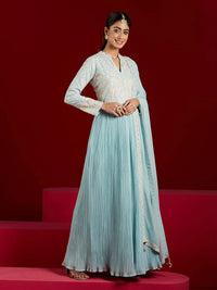 Libas Art Blue Yoke Design Georgette Anarkali Suit with Dupatta