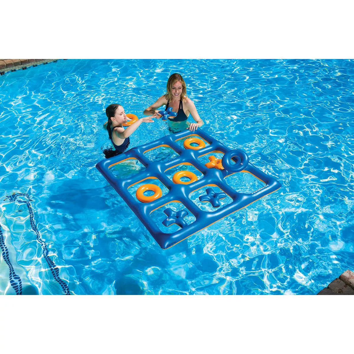 Swimline 48" Orange and Blue Reversible Tic Tac Toe Inflatable Pool Game