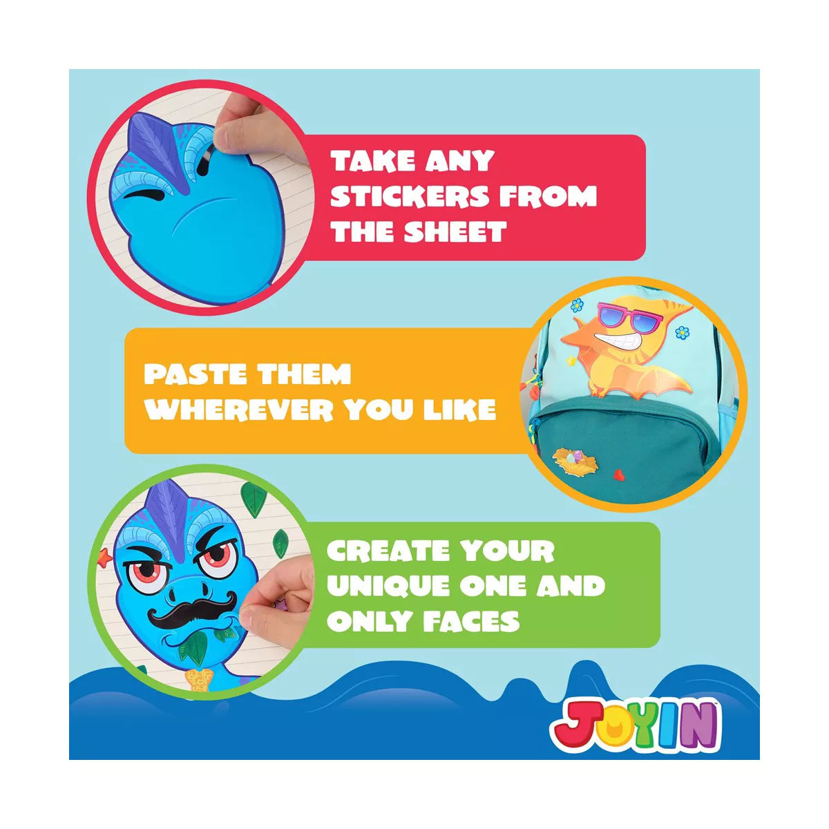 24PCS Make-A-Face Dinosaur Sticker Sheets for Kids, Make Your Own Animal and Match Sticker Sheets with Fantasy Animals Kids Party Favor Supplies Craft