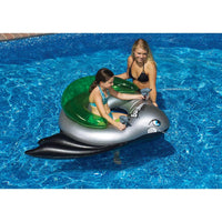 Swimline Water Sports Batwing Fighter Inflatable 1-Person Ride-On Water Squirt Swimming Pool Toy - Green/Gray