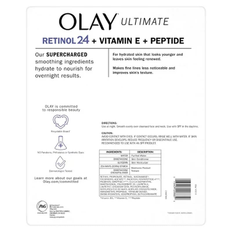 Olay Ultimate Retinol 24 + Vitamin E + Peptide Night Moisturizer, 1.7 Oz., 2 Pk.