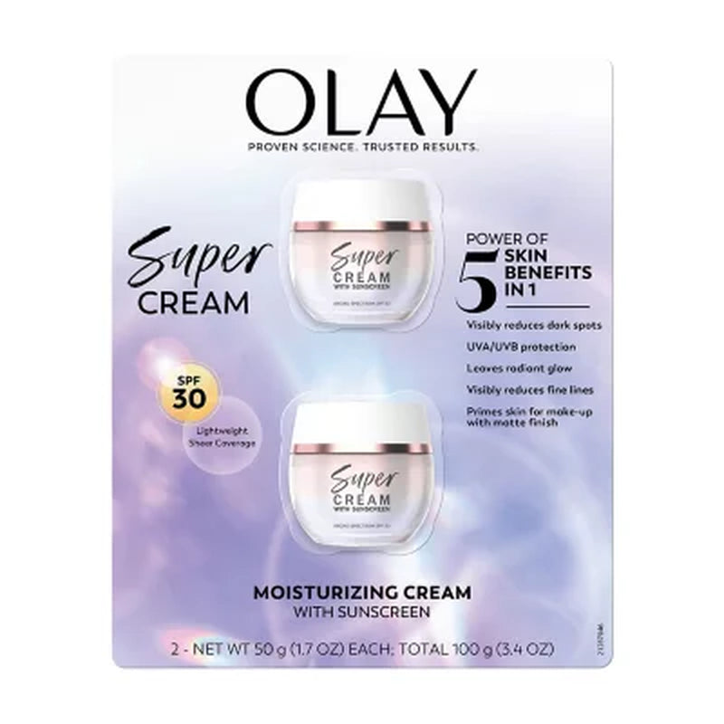 Olay Super Cream with Sunscreen, SPF 30, 1.7 Oz., 2 Pk.